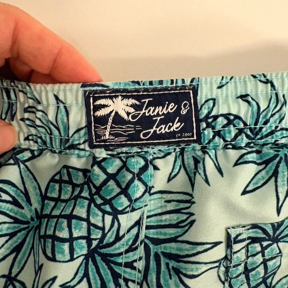 Janie And Jack Boys‎ Size 18-24m Swim Trunks Green Pineapple Print